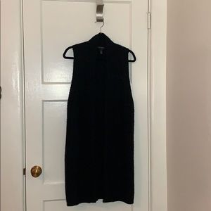 Super-Long Open-Front Sleeveless Sweater